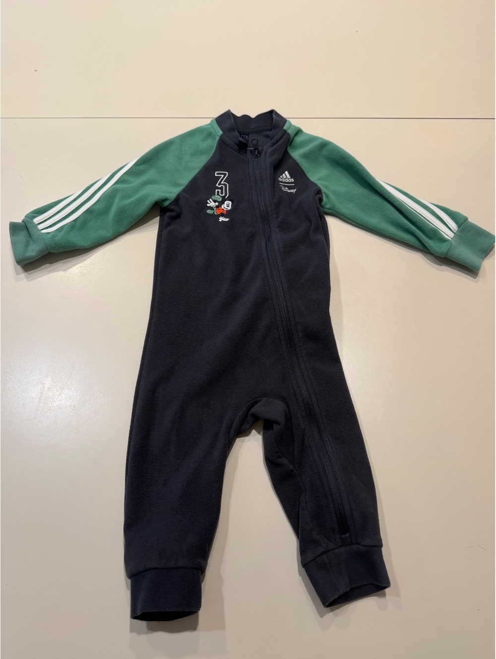 Adidas Disney Mickey Mouse Fleece Baby Jumpsuit Size 18M